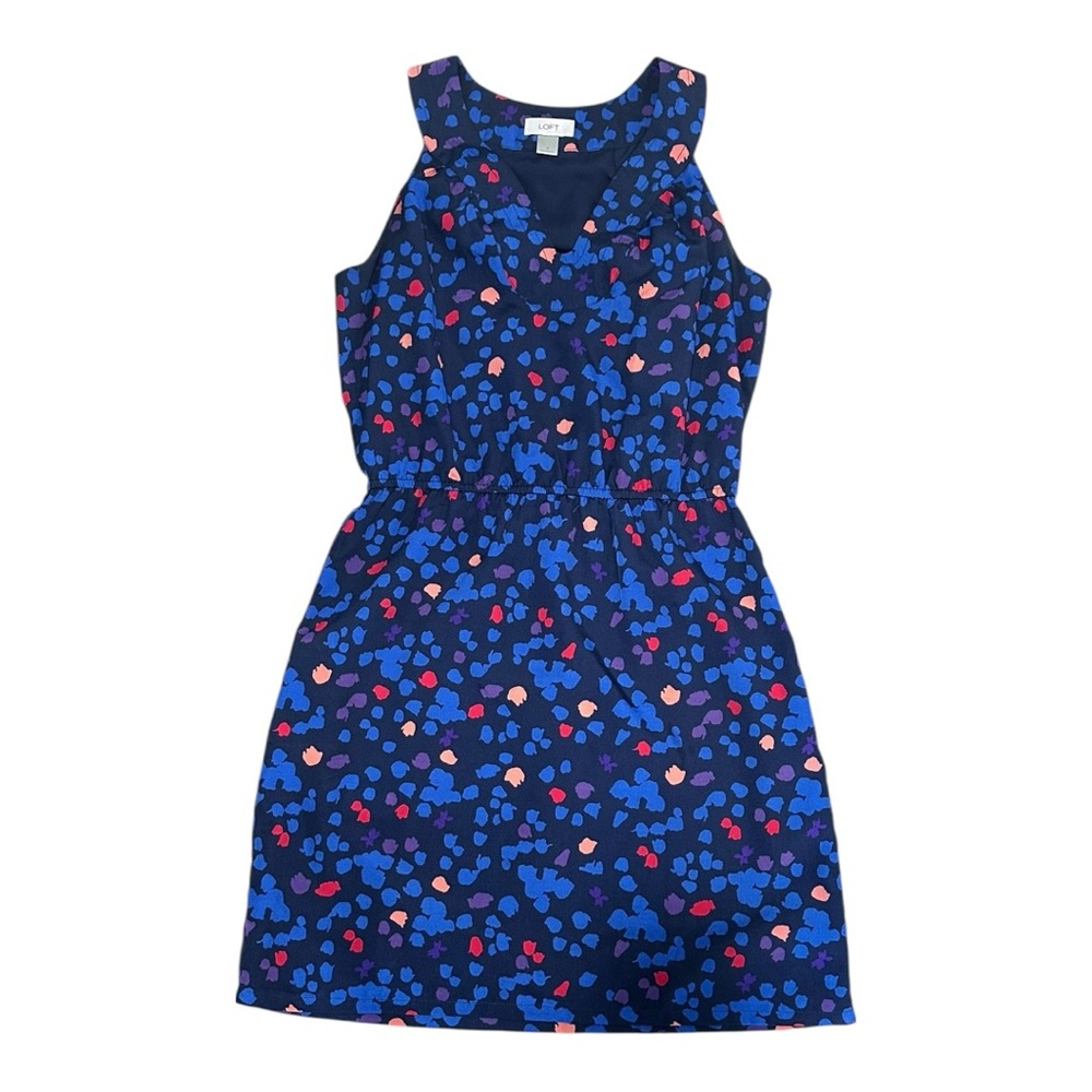 LOFT Blue Multicolor Dress A line size 4 - Picture 1 of 7